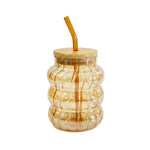 CG250 Glass With Straw Cup  Amber