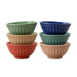 Danny Home 8-Inch Embossed Fluted Ceramic Bowl Vintage Textured Porcelain Salad, Noodle & Soup Bowl