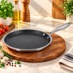 Premium 3-Ply Stainless Steel Pizza & Crepe Pan with Honeycomb Surface – 30cm