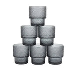 Luxury Smoked Grey Textured Glassware Set (6 Pcs) – Elegant Water & Juice Glasses