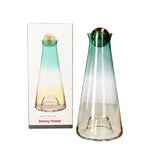 Danny Home Luxury Gradient Glass Whiskey Decanter Ombre Emerald & Gold Beverage Carafe with Golden Spherical Stopper