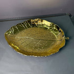 504-17  Large Leaf Golden Plastic Charger Plate
