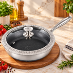 OSFE Premium Tri-Ply Stainless Steel Frying Pan with Glass Lid – 26cm