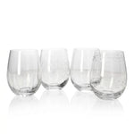 Danny Home 4-Piece Elegant Etched Crystal Water Tumbler Set - Assorted Cut Patterns (550ml)