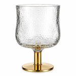 Danny Home Hand-Made Textured Pedestal Glass Bowl Jar (14.8x10x13.1cm) – Open Decorative Candy & Dessert Container