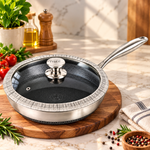 OSFE Premium Tri-Ply Stainless Steel Frying Pan with Glass Lid – 22cm