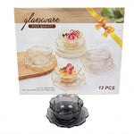 Luxury Rose Smoky Glass Piyali Cup & Saucer Set 6 Cups