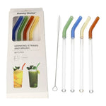 STR19 5Pcs Glass Straw Set 20cm 100c