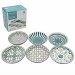 Danny Home 5.5 Inch Bohemian Printed Porcelain Snack & Sauce Dip Plates (6-Piece Set) SE-010