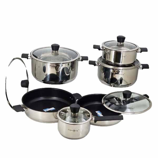 HP74 12Pcs Cook Set SS With Glass Lid 2c