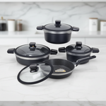KC57 8Pcs Cook Set Black Silver