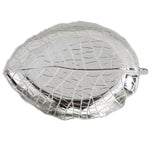 504-16 Large Leaf Silver Plastic Charger Plate