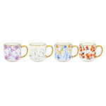 Danny Home 450ml Floral Fine Porcelain Coffee Mug – Gold Handle Botanical Tea Cup