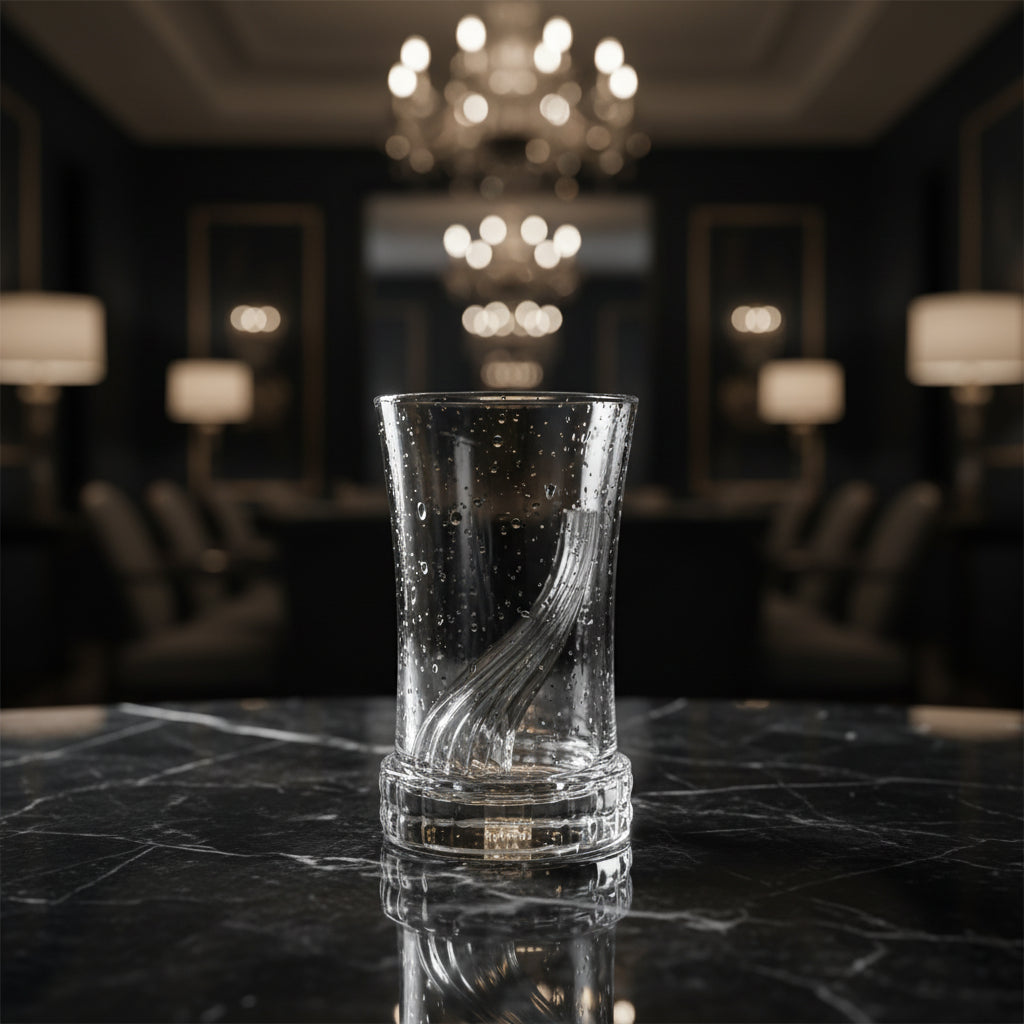 Black tableware packaging with a glass product and 'Azad' branding.