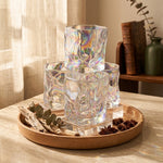 Danny Home Luxury Iridescent Rainbow Origami Crumpled Glass Drinking Set 280ml | Aesthetic Water & Juice Glasses – Set of 4