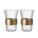 Danny Home Nordic Style Striped-Glaze Glass Water Cup Set - 2 Pieces High-Ball Drinking Glasses